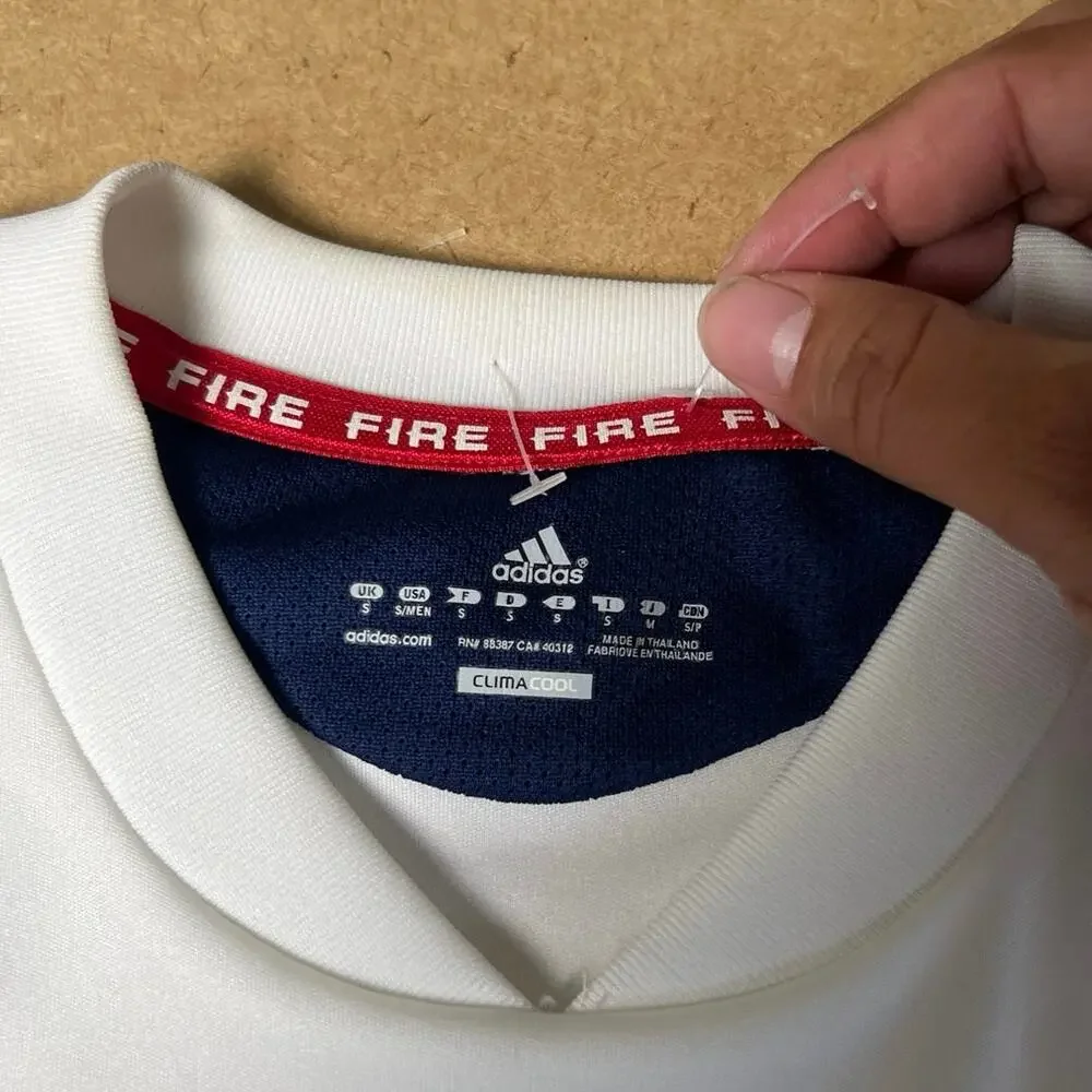 Adidas MLS Chicago Fire Away Soccer Jersey Mens S/M White 2010 Short Sleeve